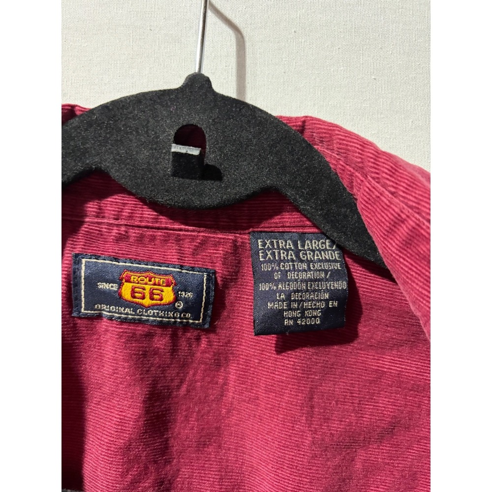 Vintage Corduroy Button Up Shirt Women's Extra Large Red Embroidered Long Sleeve - Picture 4 of 7